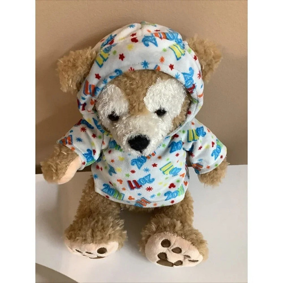 The Disney Duffy Bear 2011 Disney Parks Plush With New Years Hoodie. Preloved - Picture 2 of 9